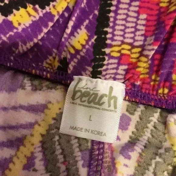 Inc. Beach polyester shorts with open side pockets and tie waist. Size L - Picture 5 of 7